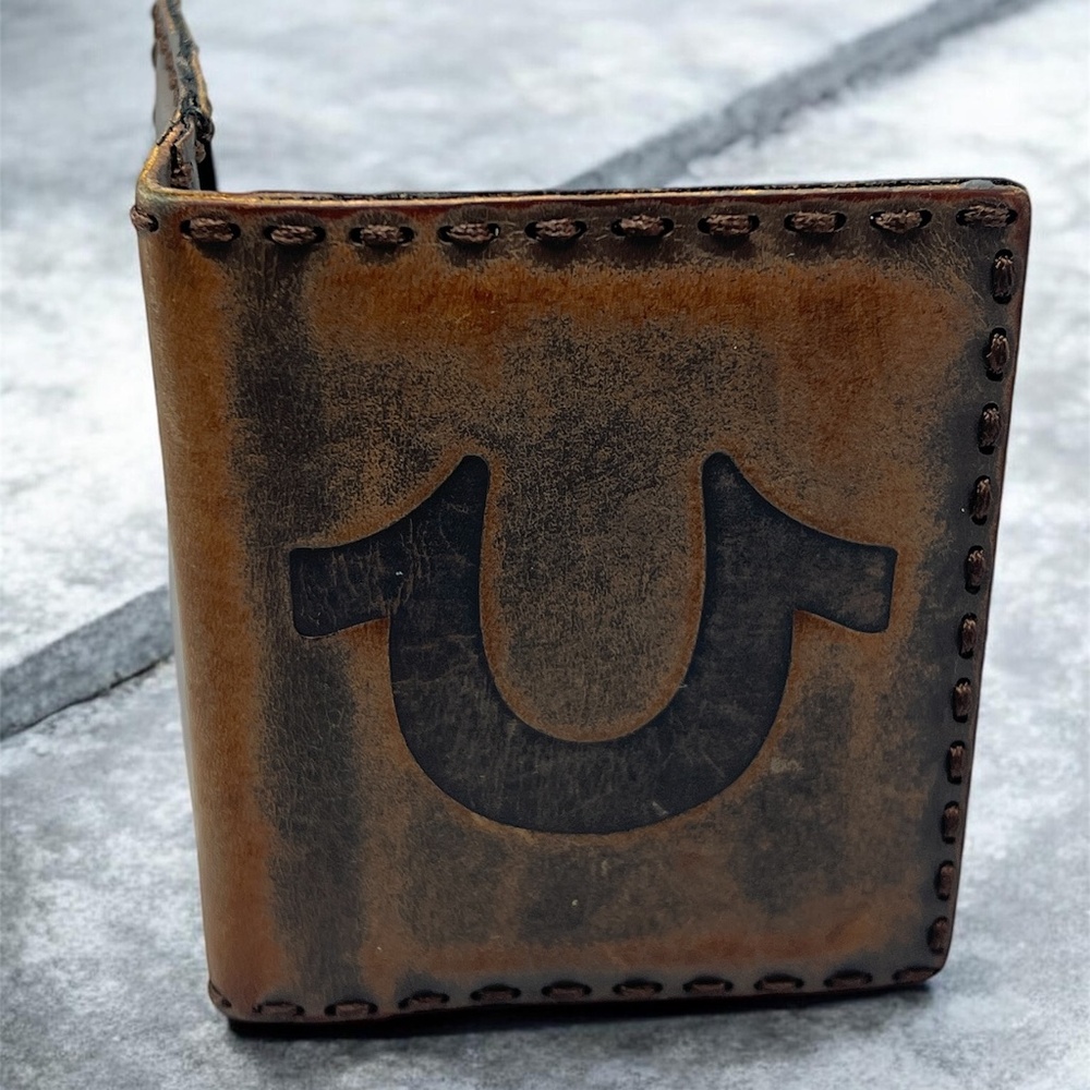 True Religion Brown Bifold Leather Wallet